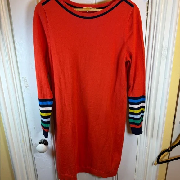 Boden Orange sweater Dress with Striped Sleeves UK 16, US 12 - Picture 4 of 14
